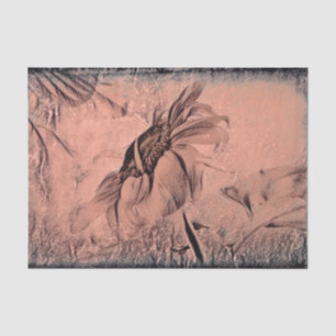 Zonnebloem schets sepia vintage antiek decoupage tissuepapier