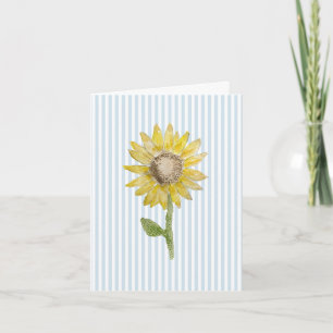 Zonnebloem Schilderij Blauwe Streep Bedankkaart