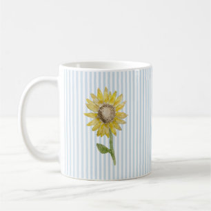 Zonnebloem Schilderij Blauwe Streep Koffiemok