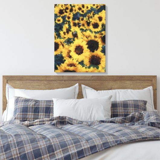 Zonnebloem schilderij kunst - Verpakt canvas (Insitu (Slaapkamer))