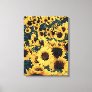 Zonnebloem schilderij kunst - Verpakt canvas Afdruk