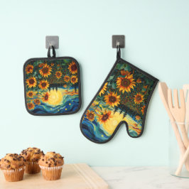 Zonnebloem Schilderij Van Gogh Ovenwant & Pannenlap Set