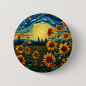 Zonnebloem Schilderij Van Gogh Ronde Button 5,7 Cm (Voorkant)