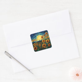 Zonnebloem Schilderij Van Gogh Vierkante Sticker