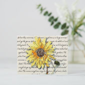 Zonnebloem  schilderij van waterverf briefkaart (Staand voorkant)