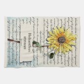 Zonnebloem schilderij van waterverf theedoek (Horizontaal)