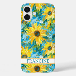 Zonnebloem Schildering Monogram iPhone 16 Plus Hoesje