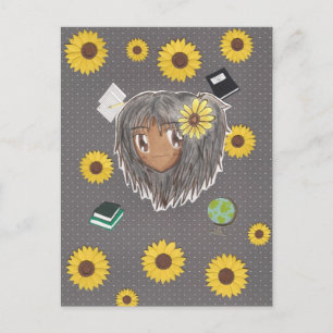 Zonnebloem Scholar Hinata (chibi w/collage backgro Briefkaart