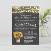 Zonnebloem schoolbord bruids douche uitnodigingen (Staand voorkant)