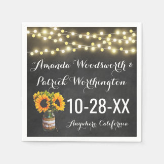 Zonnebloem schoolbord Country Rustic Wedding Servetten