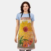 Zonnebloem schort (Gedragen)