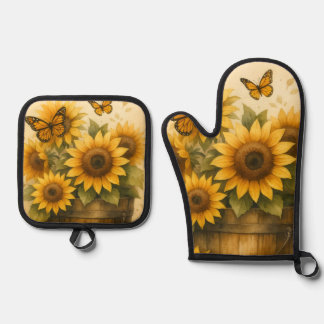 Zonnebloem Schort Ovenwant & Pannenlap Set