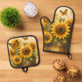 Zonnebloem Schort Ovenwant & Pannenlap Set (Top down)