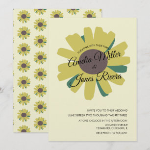 Zonnebloem Schrift Groenery Geel Rustieke Trouw Kaart