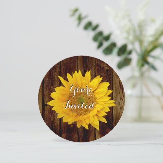 Zonnebloem  Schuur Hout Land Verjaardag/Feest Kaart (Staand voorkant)