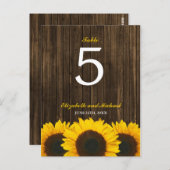 Zonnebloem Schuur Hout Trouwtafel Nummer Briefkaart (Voorkant / Achterkant)