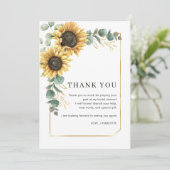 Zonnebloem Script Vrijgezellenfeest dank u kaart (Staand voorkant)