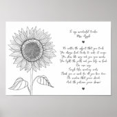 Zonnebloem & Script-waardetempo voor leraar Poster (Voorkant)