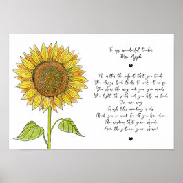 Zonnebloem & Script-waardetempo voor leraar Poster