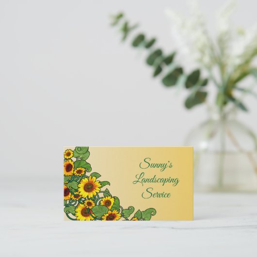 Zonnebloem Scroll Visitekaartje (Staand voorkant)