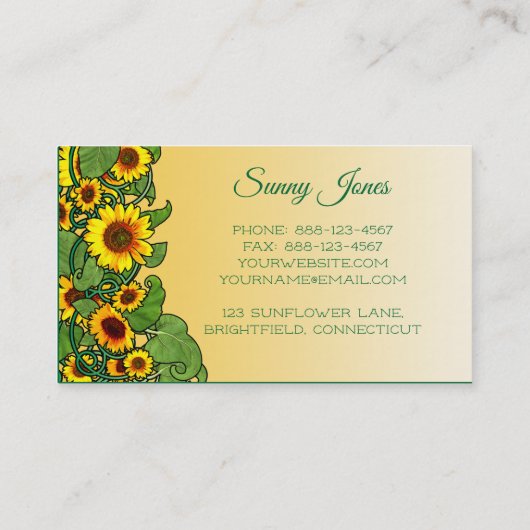 Zonnebloem Scroll Visitekaartje (Achterkant)