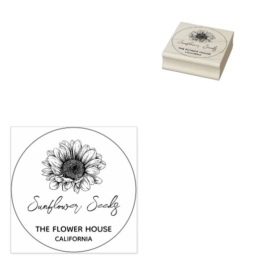 Zonnebloem Seed Packet Rubber Stamp Rubberstempel (Gestempeld)