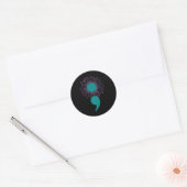 Zonnebloem Semicolon Zelfmoordbewustzijn Geestelij Ronde Sticker (Envelop)