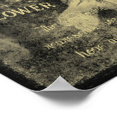 Zonnebloem Sepia  Antiek Ephemera Textuur Poster (Hoek)