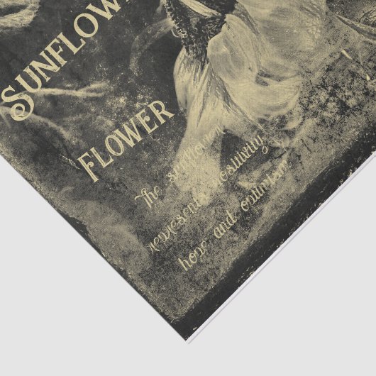 Zonnebloem Sepia  Antiek Ephemera Textuur Tissuepapier (Detail)