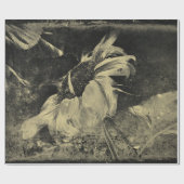 Zonnebloem Sepia  Antiek Grunge Textuur Cadeaupapier (Vlak)