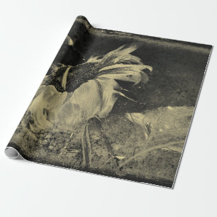 Zonnebloem Sepia  Antiek Grunge Textuur Cadeaupapier