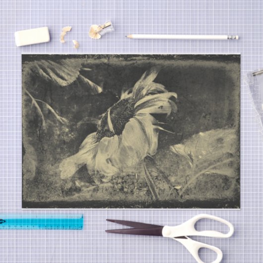 Zonnebloem Sepia  Antiek Grunge Textuur Tissuepapier (Craft)