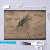Zonnebloem Sepia Bruin  Antiek Ephemera Tissuepapier (Craft)