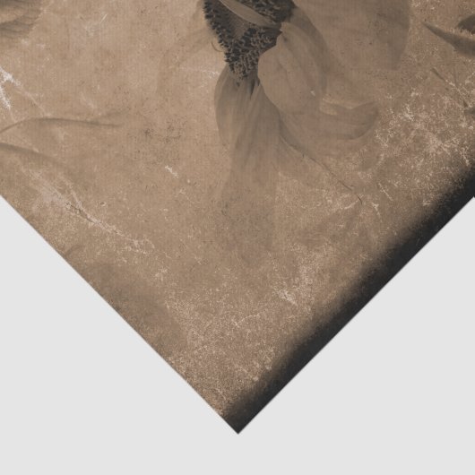 Zonnebloem Sepia Bruin Antiek Oude textuur Tissuepapier (Detail)