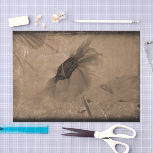 Zonnebloem Sepia Bruin  Antiek Oude textuur Tissuepapier (Craft)
