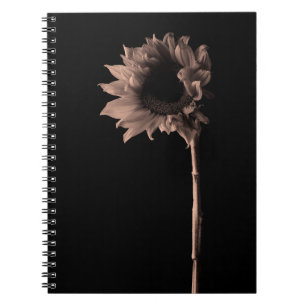 Zonnebloem - Sepia Fine Art-foto — Unieke kool Notitieboek
