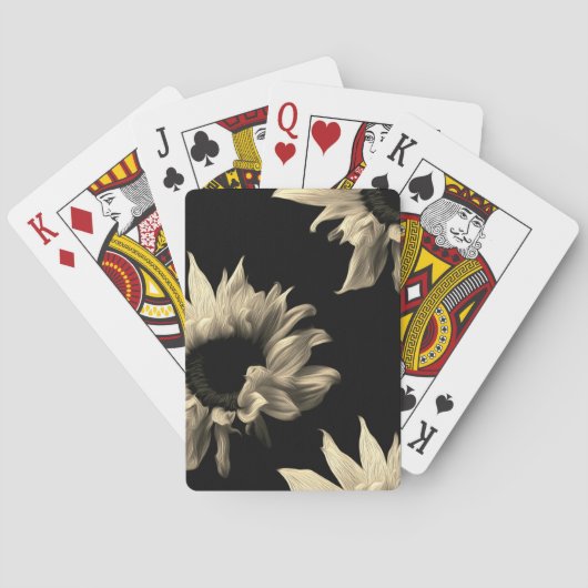 Zonnebloem - Sepia Fine Art-foto — Unieke kool Pokerkaarten (Achterkant)