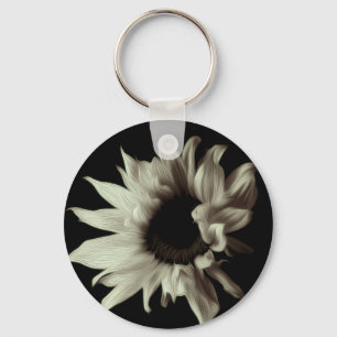 Zonnebloem - Sepia Fine Art-foto — Unieke kool Sleutelhanger