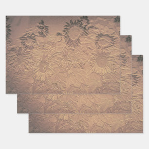 Zonnebloem  Sepia Floral Chic Decoupage Inpakpapier Vel