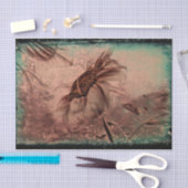 Zonnebloem Sepia Green Old  Antiek Texture Tissuepapier (Craft)