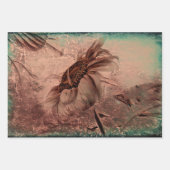 Zonnebloem Sepia Groen Oud  Antiek Textuur Inpakpapier Vel (Voorkant)