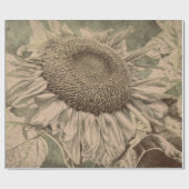 Zonnebloem Sepia Tone Brown Art Textuur Decoupage Cadeaupapier (Vlak)