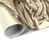 zonnebloem Sepia Tone Old Script Decoupage Cadeaupapier (Rol Hoek)