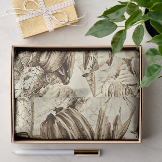  zonnebloem Sepia Tone Oude stijl Ontkoppeling Tissuepapier (Geschenk)
