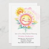 Zonnebloem Serenade Boho Meisje Baby shower Kaart (Voorkant / Achterkant)