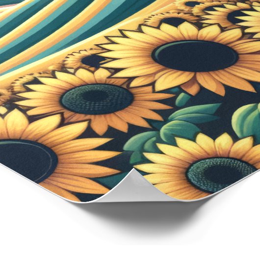 Zonnebloem sereniteit: rustieke zonsopgang poster (Hoek)