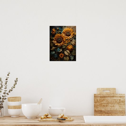 Zonnebloem Serenity - bloemen digitale kunst poste Poster (Keuken)