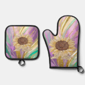 Zonnebloem Shimmer Oven Mitt en Pothouders Set (Voorkant)