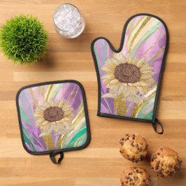 Zonnebloem Shimmer Oven Mitt en Pothouders Set