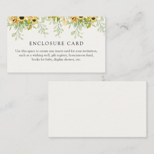 Zonnebloem Shower Enclosure Kaart (Voorkant / Achterkant)